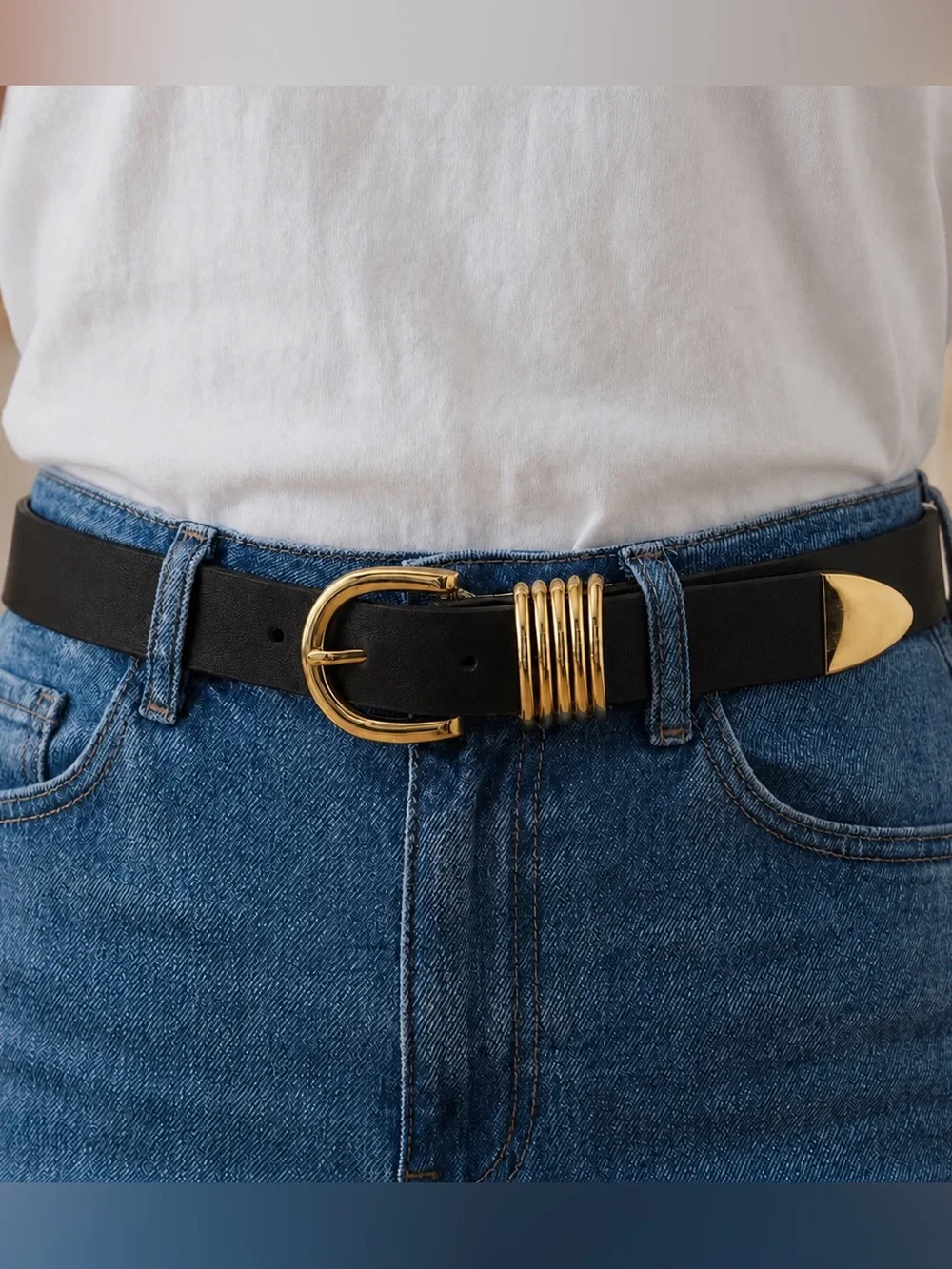 Black Multi Ring Belt